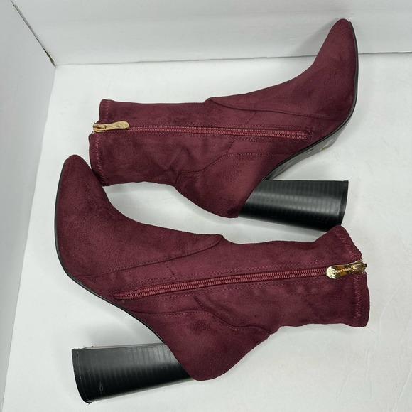 Cape Robbin Womens size 6.5 Heeled Sock Stretch Boots Maroon Side Zip - Picture 6 of 11